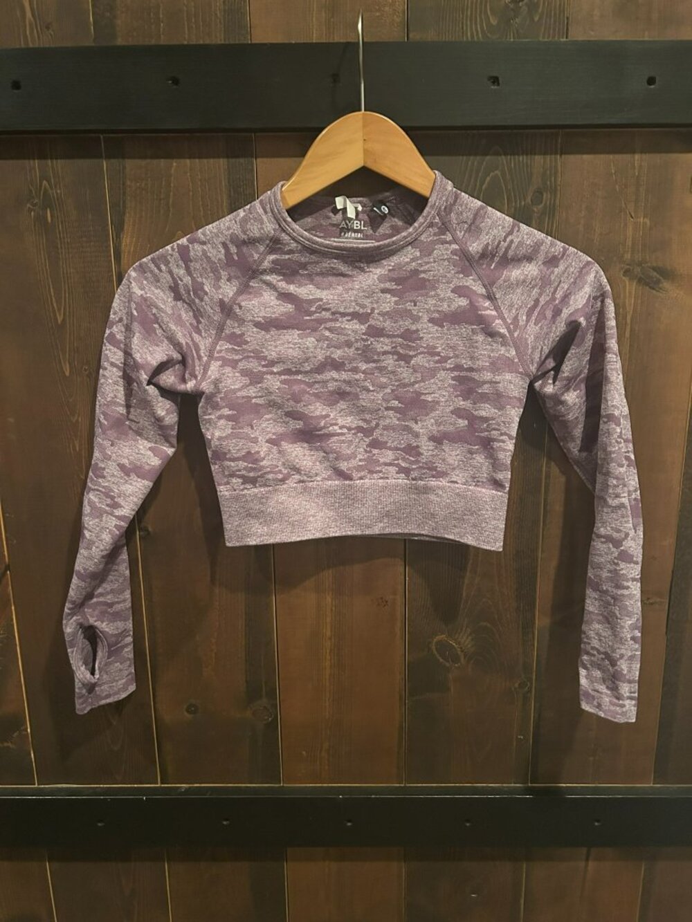 AYBL Evolve Camo Seamless Long Sleeve Crop Top Women's Size S